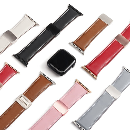 For Apple Watch Series 2 38mm DUX DUCIS YA Series Magnetic Buckle Genuine Leather Watch Band(Red) - Watch Bands by DUX DUCIS | Online Shopping UK | buy2fix