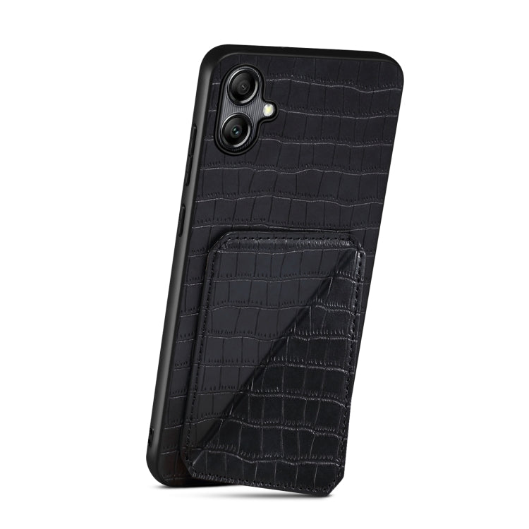 For Samsung Galaxy A20 / A30 Denior Imitation Crocodile Leather Back Phone Case with Holder(Black) - Galaxy Phone Cases by Denior | Online Shopping UK | buy2fix