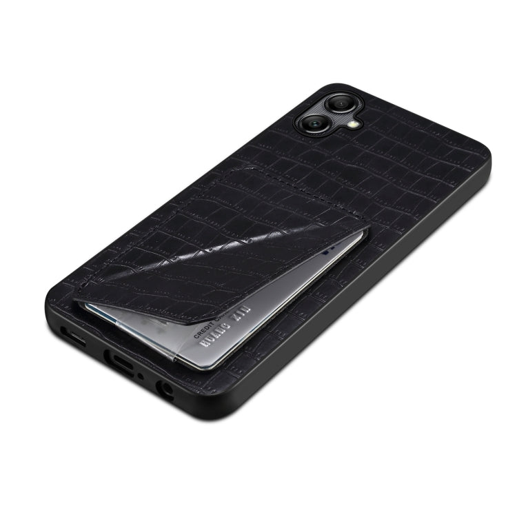 For Samsung Galaxy A23 4G /5G Denior Imitation Crocodile Leather Back Phone Case with Holder(Black) - Galaxy Phone Cases by Denior | Online Shopping UK | buy2fix