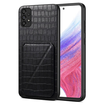 For Samsung Galaxy A53 5G Denior Imitation Crocodile Leather Back Phone Case with Holder(Black) - Galaxy Phone Cases by Denior | Online Shopping UK | buy2fix