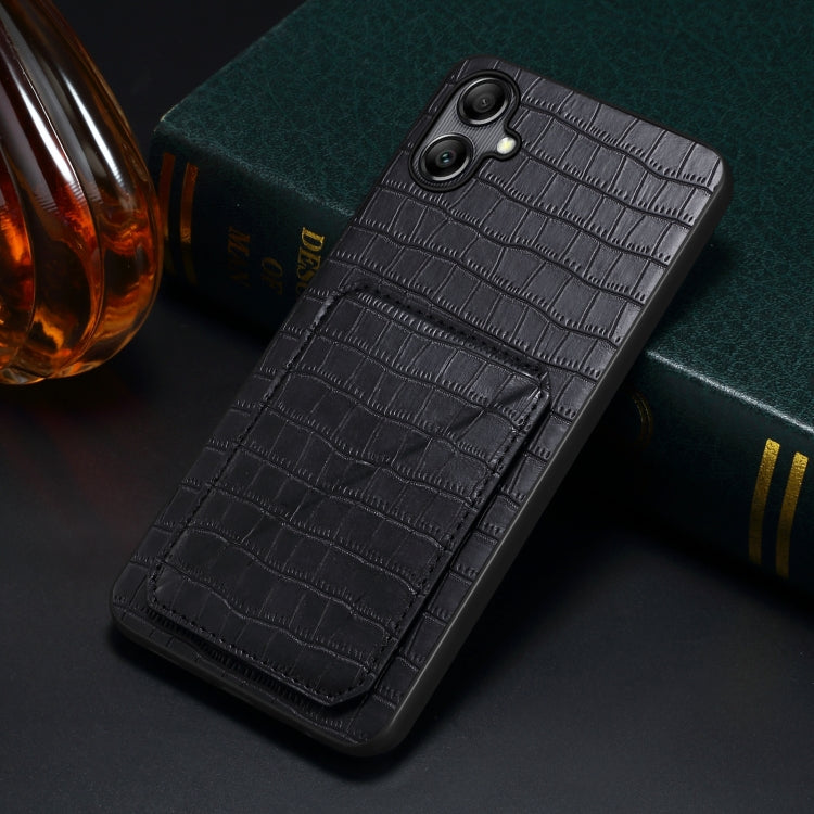 For Samsung Galaxy A53 5G Denior Imitation Crocodile Leather Back Phone Case with Holder(Black) - Galaxy Phone Cases by Denior | Online Shopping UK | buy2fix