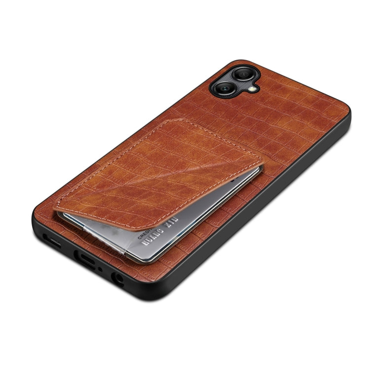 For Samsung Galaxy S24 5G Denior Imitation Crocodile Leather Back Phone Case with Holder(Brown) - Galaxy S24 5G Cases by Denior | Online Shopping UK | buy2fix