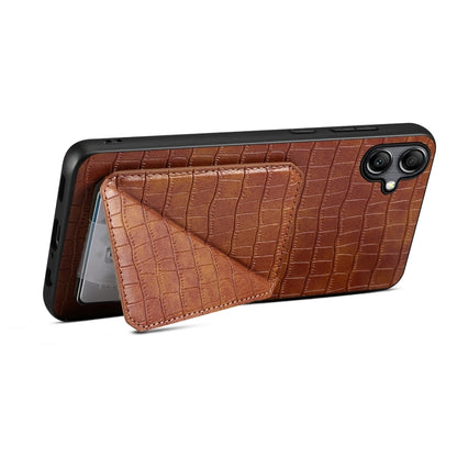 For Samsung Galaxy A34 5G Denior Imitation Crocodile Leather Back Phone Case with Holder(Brown) - Galaxy Phone Cases by Denior | Online Shopping UK | buy2fix