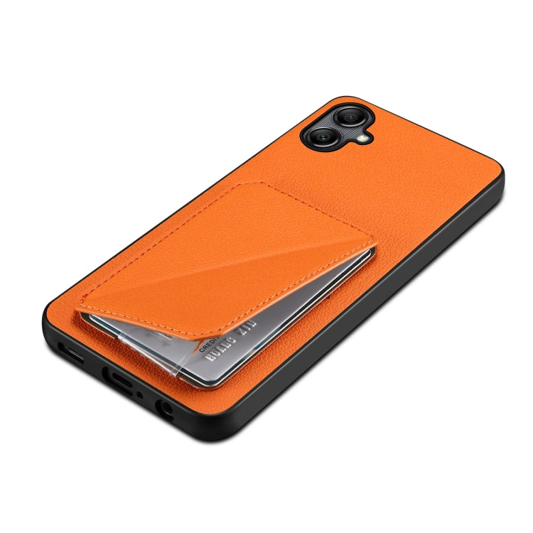 For Samsung Galaxy A14 5G / 4G Denior Imitation Calf Leather Back Phone Case with Holder(Orange) - Galaxy Phone Cases by Denior | Online Shopping UK | buy2fix