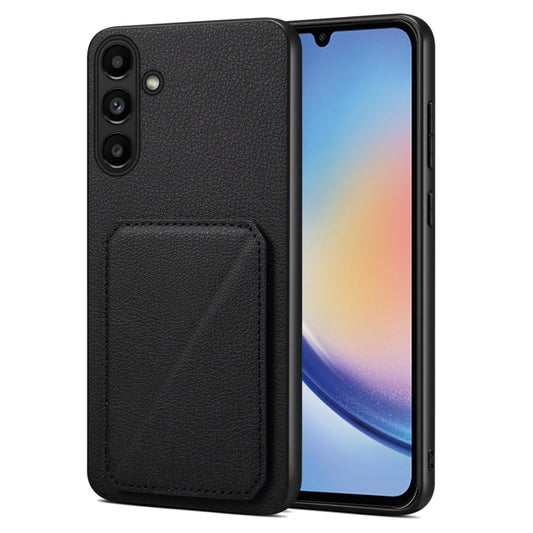 For Samsung Galaxy A34 5G Denior Imitation Calf Leather Back Phone Case with Holder(Black) - Galaxy Phone Cases by Denior | Online Shopping UK | buy2fix
