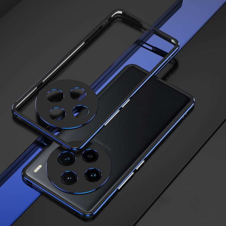 For vivo X100 Aurora Series Metal Frame Phone Case(Black Blue) - X100 Cases by imak | Online Shopping UK | buy2fix
