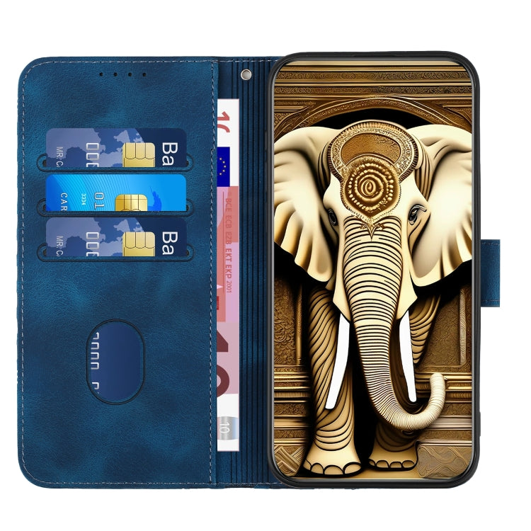 For Samsung Galaxy S24+ 5G YX0060 Elephant Head Embossed Phone Leather Case with Lanyard(Royal Blue) - Galaxy S24+ 5G Cases by buy2fix | Online Shopping UK | buy2fix