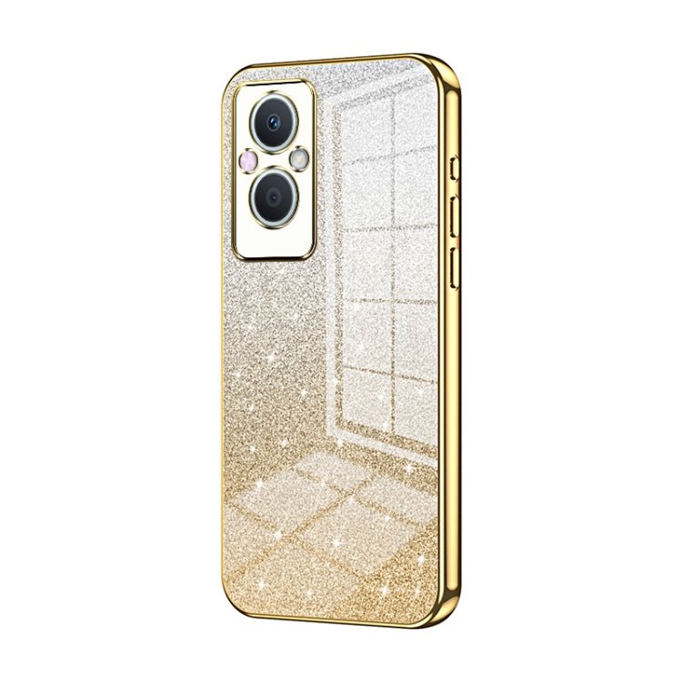 For OPPO Reno7 Z 5G / F21 Pro 5G Gradient Glitter Powder Electroplated Phone Case(Gold) - OPPO Cases by buy2fix | Online Shopping UK | buy2fix
