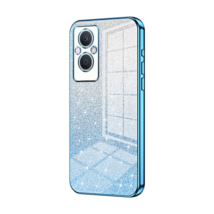 For OPPO Reno7 Z 5G / F21 Pro 5G Gradient Glitter Powder Electroplated Phone Case(Blue) - OPPO Cases by buy2fix | Online Shopping UK | buy2fix