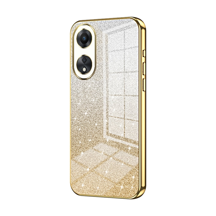 For OPPO A58 5G / A58x 5G Gradient Glitter Powder Electroplated Phone Case(Gold) - OPPO Cases by buy2fix | Online Shopping UK | buy2fix