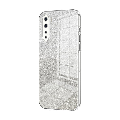 For OPPO Reno3 4G / F15 / A91 Gradient Glitter Powder Electroplated Phone Case(Transparent) - OPPO Cases by buy2fix | Online Shopping UK | buy2fix