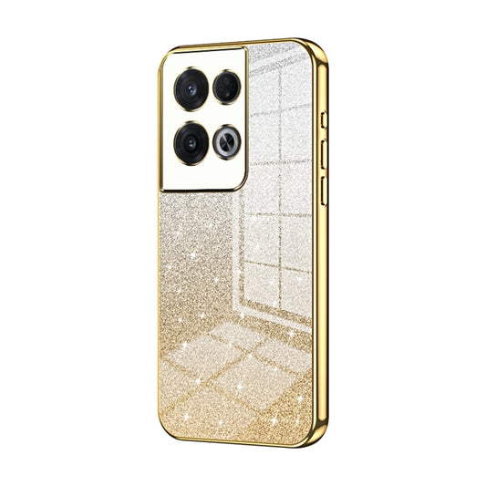 For OPPO Reno8 Pro Gradient Glitter Powder Electroplated Phone Case(Gold) - OPPO Cases by buy2fix | Online Shopping UK | buy2fix