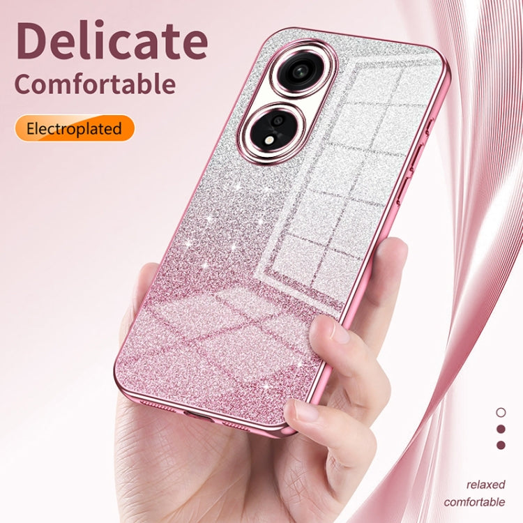 For OPPO Reno5 Pro Gradient Glitter Powder Electroplated Phone Case(Silver) - OPPO Cases by buy2fix | Online Shopping UK | buy2fix