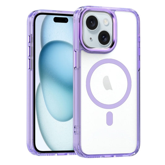 For iPhone 15 Plus MagSafe Magnetic Clear Phone Case(Purple) - iPhone 15 Plus Cases by buy2fix | Online Shopping UK | buy2fix