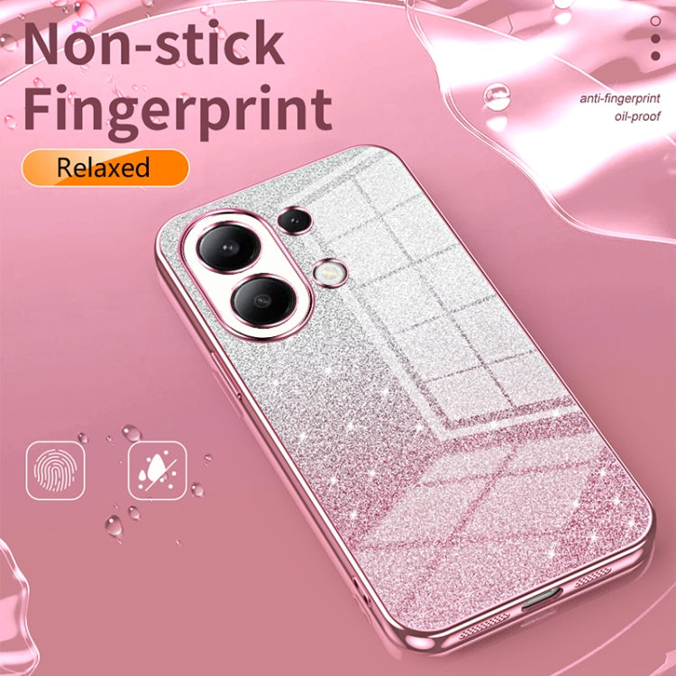 For Xiaomi Redmi Note 13 5G Gradient Glitter Powder Electroplated Phone Case(Transparent) - Note 13 Cases by buy2fix | Online Shopping UK | buy2fix