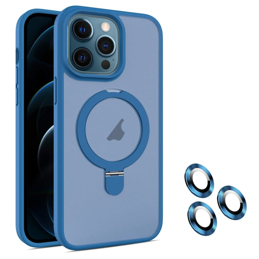 For iPhone 12 Pro Max MagSafe Magnetic Holder Phone Case(Blue) - iPhone 12 Pro Max Cases by buy2fix | Online Shopping UK | buy2fix