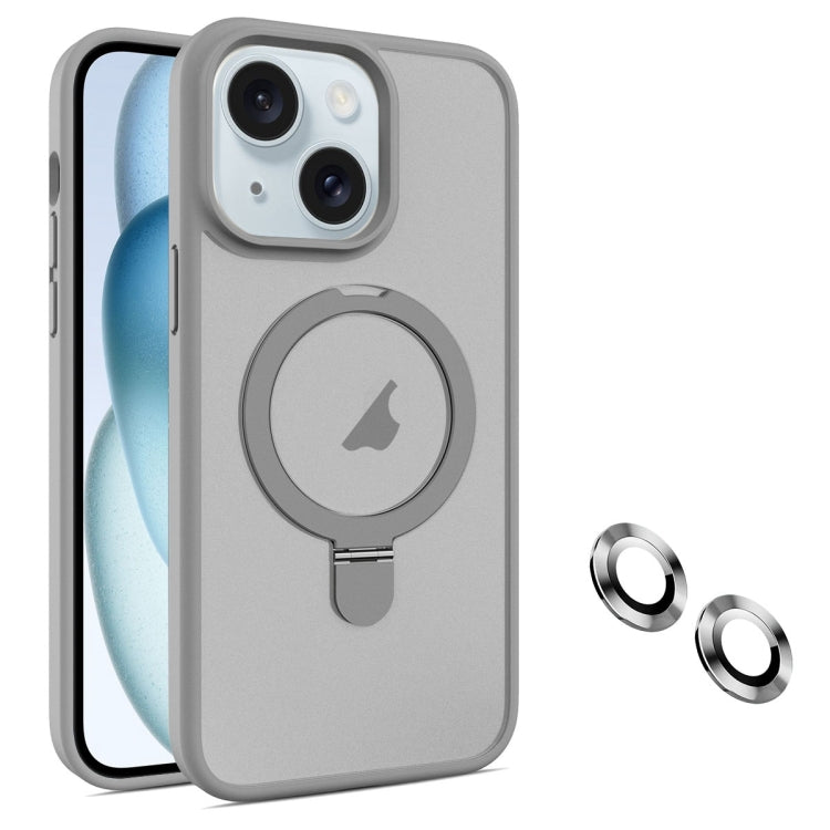 For iPhone 15 Plus MagSafe Magnetic Holder Phone Case(Grey) - iPhone 15 Plus Cases by buy2fix | Online Shopping UK | buy2fix