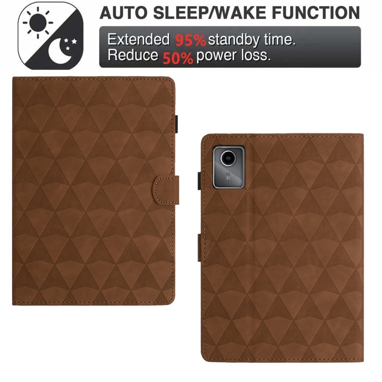 For Lenovo Tab M11/Xiaoxin Pad 11 2024 Diamond Texture Embossed Leather Smart Tablet Case(Brown) - Lenovo by buy2fix | Online Shopping UK | buy2fix