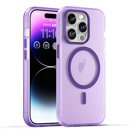 For iPhone 14 Pro MagSafe Frosted Translucent TPU + PC Full Coverage Phone Case(Dark Purple) - iPhone 14 Pro Cases by buy2fix | Online Shopping UK | buy2fix