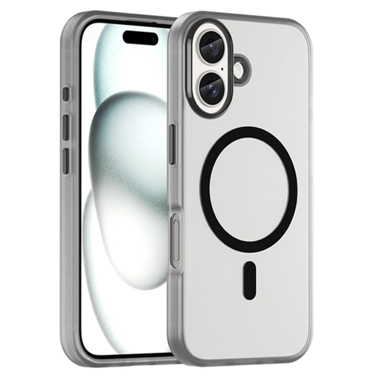 For iPhone 16 Plus MagSafe Frosted Translucent TPU + PC Full Coverage Phone Case(Black) - iPhone 16 Plus Cases by buy2fix | Online Shopping UK | buy2fix