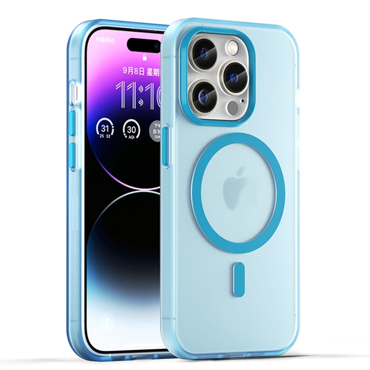 For iPhone 16 Pro Max MagSafe Frosted Translucent TPU + PC Full Coverage Phone Case(Blue) - iPhone 16 Pro Max Cases by buy2fix | Online Shopping UK | buy2fix