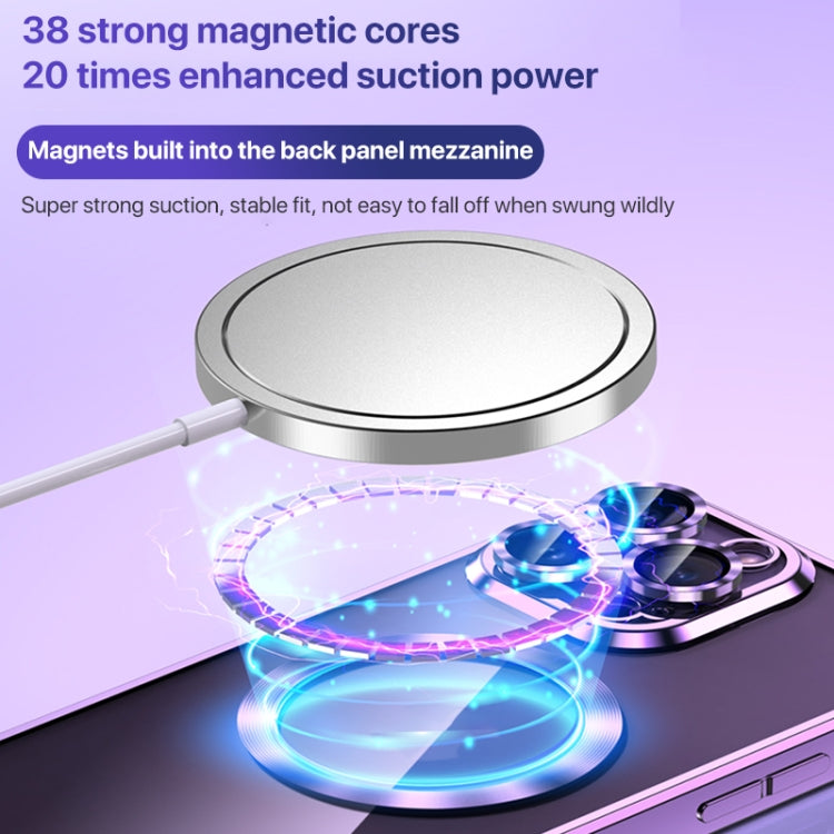 For iPhone 14 Pro MagSafe CD Texture Metal Lens Frame Full Coverage Phone Case(Black) - iPhone 14 Pro Cases by buy2fix | Online Shopping UK | buy2fix