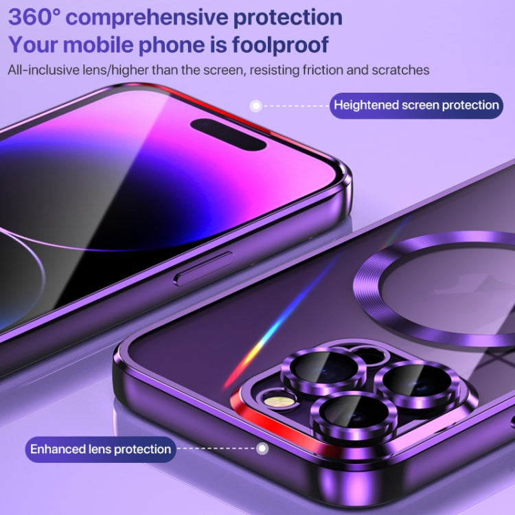 For iPhone 14 Pro MagSafe CD Texture Metal Lens Frame Full Coverage Phone Case(Black) - iPhone 14 Pro Cases by buy2fix | Online Shopping UK | buy2fix