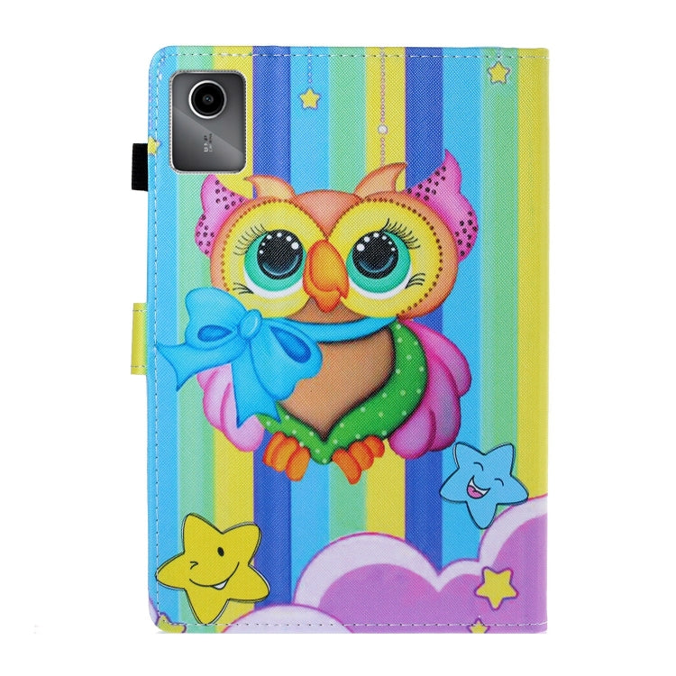 For Lenovo Tab M11/ Xiaoxin Pad 11 2024 Coloured Drawing Stitching Smart Leather Tablet Case(Rainbow Owl) - Lenovo by buy2fix | Online Shopping UK | buy2fix