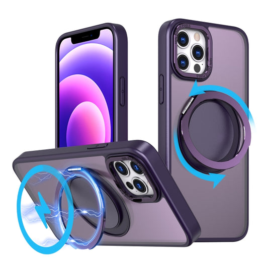 For iPhone 12 Pro Max 360-degree Rotating MagSafe Magnetic Holder Phone Case(Purple) - iPhone 12 Pro Max Cases by buy2fix | Online Shopping UK | buy2fix