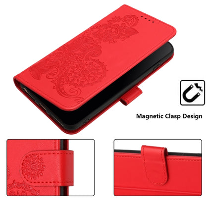 For Xiaomi Redmi K70 Datura Flower Embossed Flip Leather Phone Case(Red) - K70 Cases by buy2fix | Online Shopping UK | buy2fix