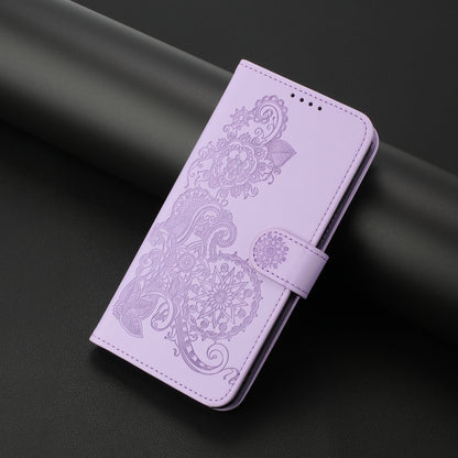 For Xiaomi Redmi K70 Datura Flower Embossed Flip Leather Phone Case(Purple) - K70 Cases by buy2fix | Online Shopping UK | buy2fix