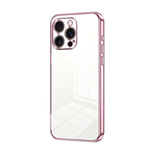 For iPhone 16 Pro Max Transparent Plating Fine Hole Phone Case(Pink) - iPhone 16 Pro Max Cases by buy2fix | Online Shopping UK | buy2fix