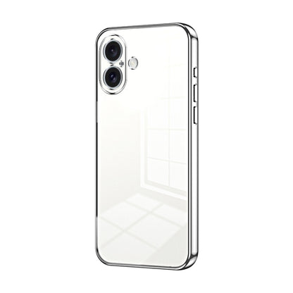 For iPhone 16 Transparent Plating Fine Hole Phone Case(Silver) - iPhone 16 Cases by buy2fix | Online Shopping UK | buy2fix