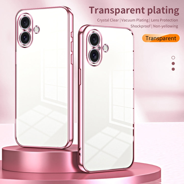 For iPhone 16 Transparent Plating Fine Hole Phone Case(Silver) - iPhone 16 Cases by buy2fix | Online Shopping UK | buy2fix