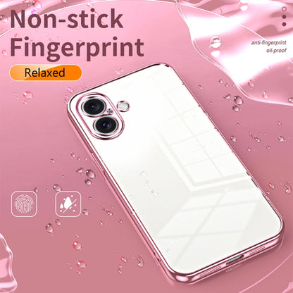 For iPhone 16 Transparent Plating Fine Hole Phone Case(Black) - iPhone 16 Cases by buy2fix | Online Shopping UK | buy2fix