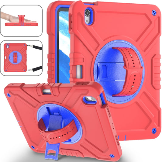 For iPad Air 11 2024 X Rotation PC Hybrid Silicone Tablet Case with Strap(Red Blue) - iPad Air 11 2024 Cases by buy2fix | Online Shopping UK | buy2fix