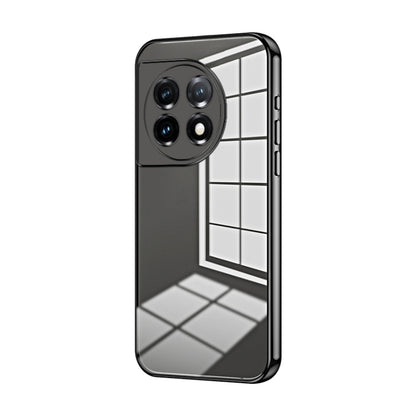 For OnePlus 11 Transparent Plating Fine Hole Phone Case(Black) - OnePlus Cases by buy2fix | Online Shopping UK | buy2fix