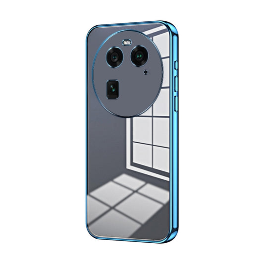 For OPPO Find X6 Transparent Plating Fine Hole Phone Case(Blue) - OPPO Cases by buy2fix | Online Shopping UK | buy2fix