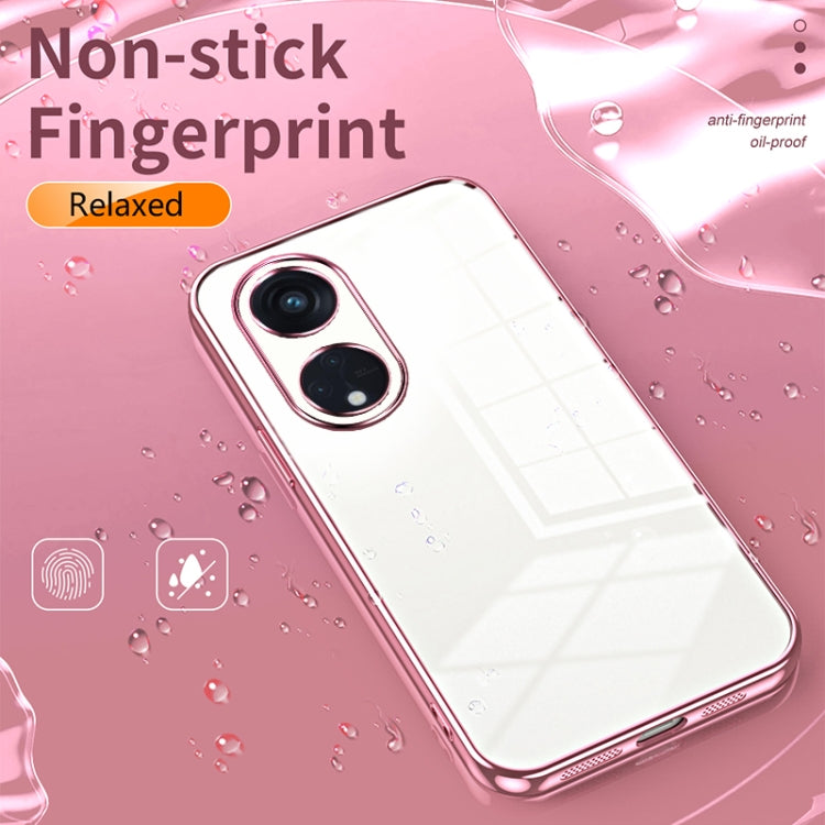 For OPPO Reno8 T 5G Transparent Plating Fine Hole Phone Case(Silver) - OPPO Cases by buy2fix | Online Shopping UK | buy2fix