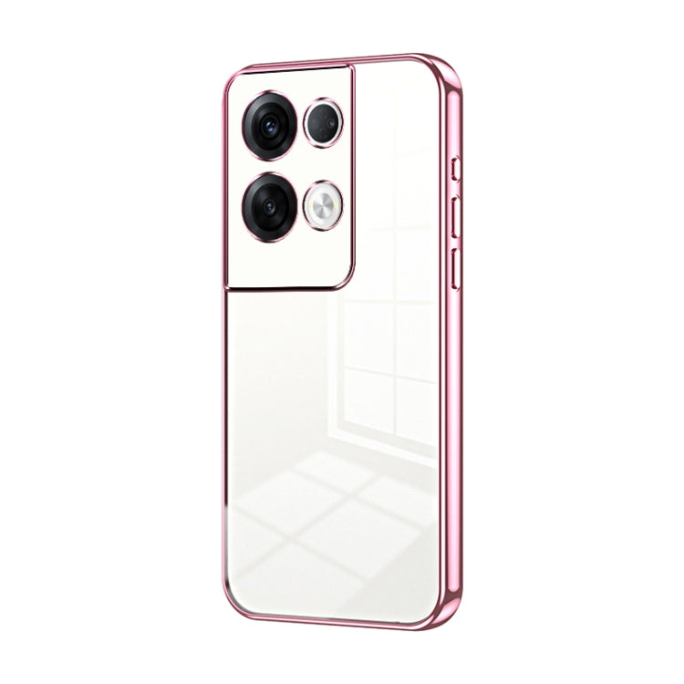 For OPPO Reno8 Pro+ Transparent Plating Fine Hole Phone Case(Pink) - OPPO Cases by buy2fix | Online Shopping UK | buy2fix