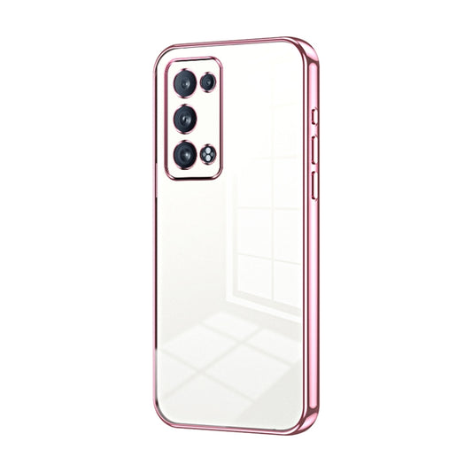 For OPPO Reno6 Pro+ Transparent Plating Fine Hole Phone Case(Pink) - OPPO Cases by buy2fix | Online Shopping UK | buy2fix