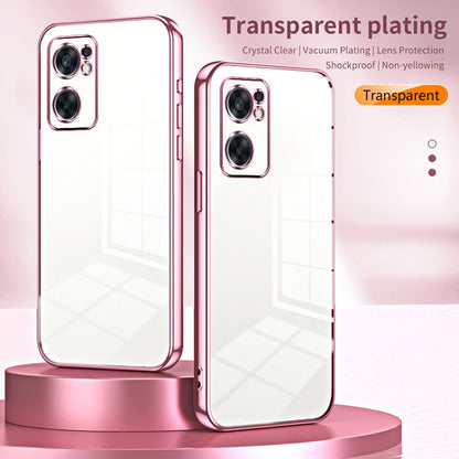 For OPPO Reno7 SE Transparent Plating Fine Hole Phone Case(Purple) - OPPO Cases by buy2fix | Online Shopping UK | buy2fix