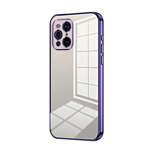 For OPPO Find X3 / Find X3 Pro Transparent Plating Fine Hole Phone Case(Purple) - OPPO Cases by buy2fix | Online Shopping UK | buy2fix