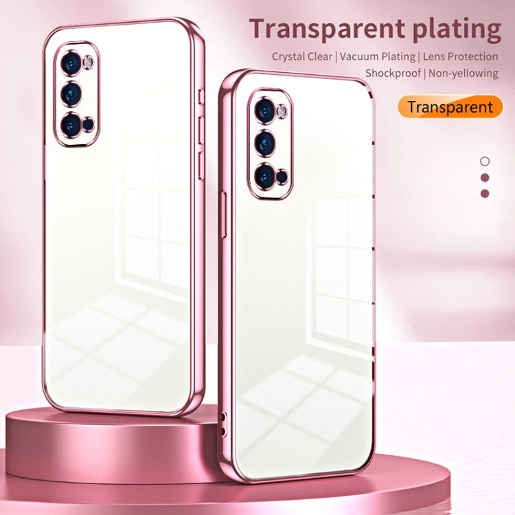 For OPPO Reno4 Pro Transparent Plating Fine Hole Phone Case(Pink) - OPPO Cases by buy2fix | Online Shopping UK | buy2fix