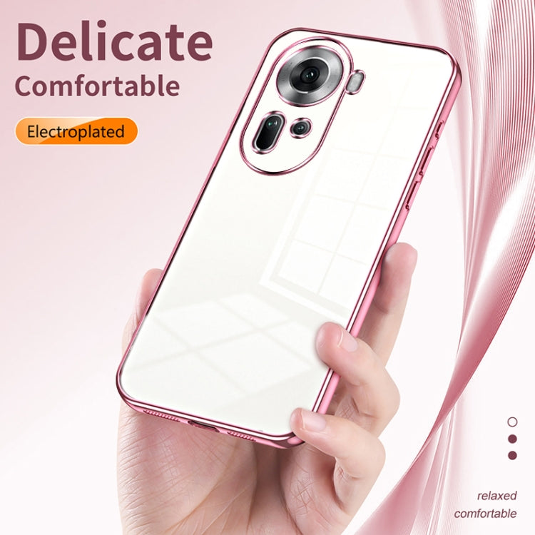 For OPPO Reno11 Global Transparent Plating Fine Hole Phone Case(Black) - Reno11 Cases by buy2fix | Online Shopping UK | buy2fix