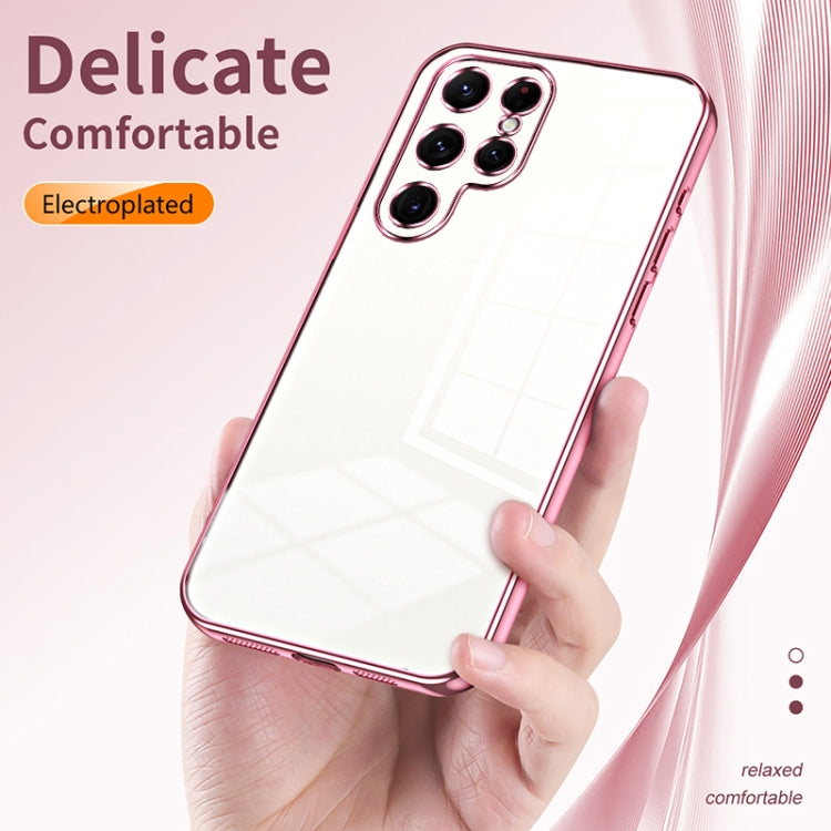 For Samsung Galaxy S22 Ultra 5G Transparent Plating Fine Hole Phone Case(Transparent) - Galaxy S22 Ultra 5G Cases by buy2fix | Online Shopping UK | buy2fix