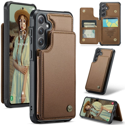 For Samsung Galaxy S24 5G CaseMe C22 PC+TPU Business Style RFID Anti-theft Leather Phone Case(Brown) - Galaxy S24 5G Cases by CaseMe | Online Shopping UK | buy2fix