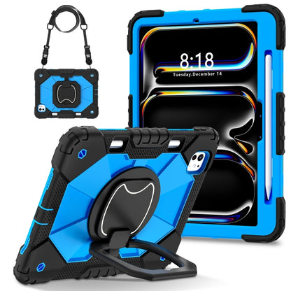 For iPad Pro 11 2024 Contrast Color Robot Silicone Hybrid PC Tablet Case(Black Blue) - iPad Pro 11 2024 Cases by buy2fix | Online Shopping UK | buy2fix