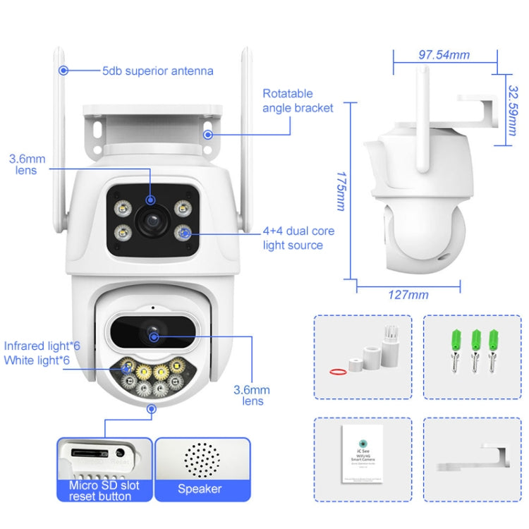 QX102 3MP WiFi Triple Camera Supports Two-way Voice Intercom & Infrared Night Vision(EU Plug) - Wireless Camera by buy2fix | Online Shopping UK | buy2fix