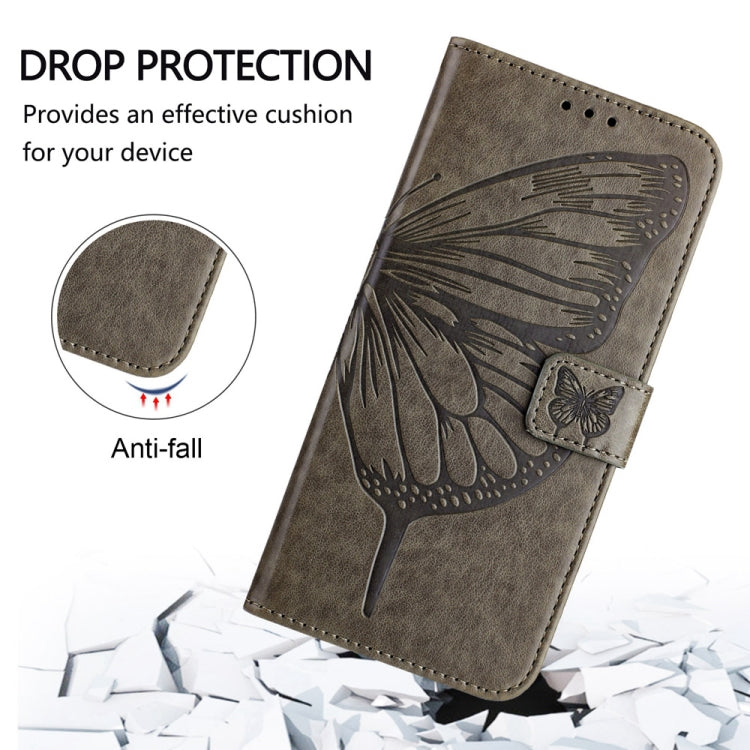 For Xiaomi 14 Ultra 5G Global Embossed Butterfly Leather Phone Case(Grey) - 14 Ultra Cases by buy2fix | Online Shopping UK | buy2fix